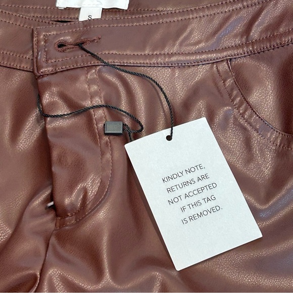 superdown brown gianna faux leather shorts pleather vegan hot pants S NWT - Picture 12 of 15